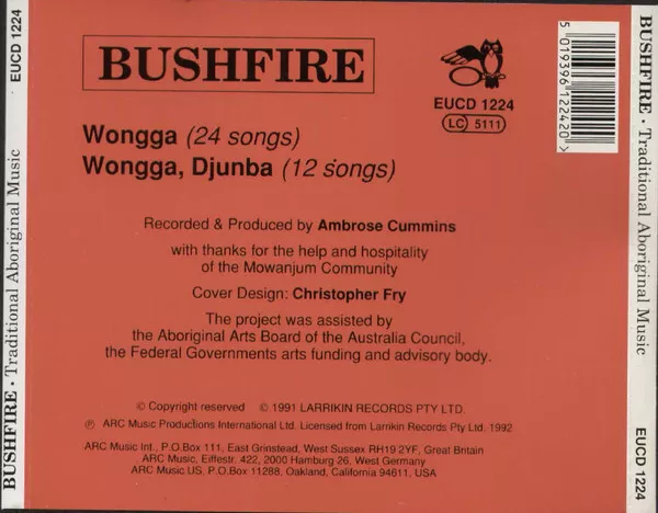 Australian Aborigines - Bushfire - Traditional Aboriginal Music (CD, Comp) (Very 2