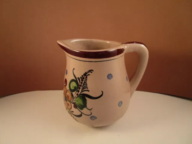 Vintage Tonala Mexico Ceramic Art Pottery Bird Green Flowers Creamer