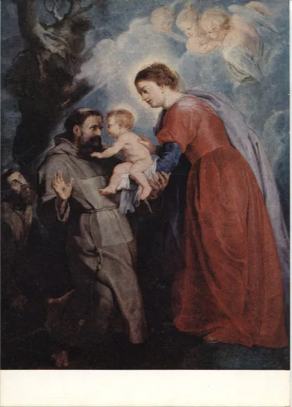 Alte Kunstpostkarte - Peter Paul Rubens - Franziskus und die Jungfrau