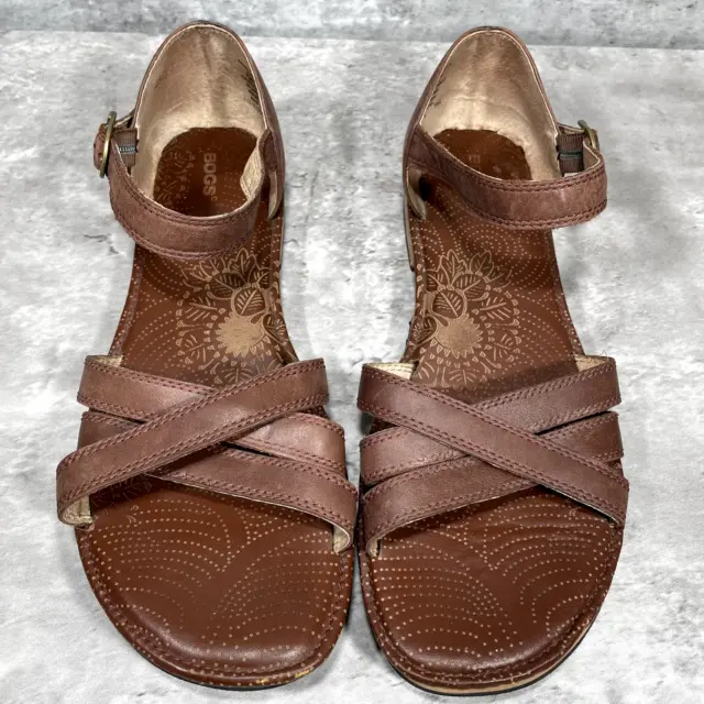 Bogs Sandals Women's Size EU 41 US 10 Brown Leather Closed Heel Open Toe Buckle