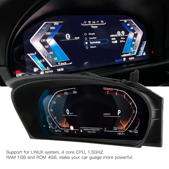 Cluster Strumenti Digitale Alta Definizione Tassometro Velocità Dash Misuratore Display Acqua