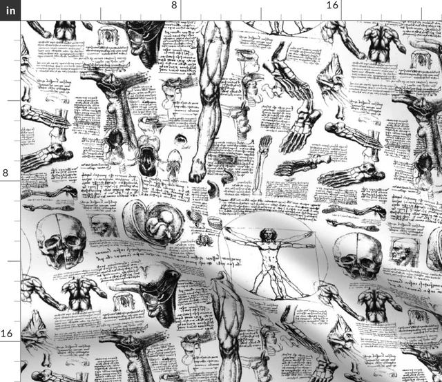 SCIENCE RENAISSANCE ANATOMICAL Anatomy Scientist Spoonflower Fabric by