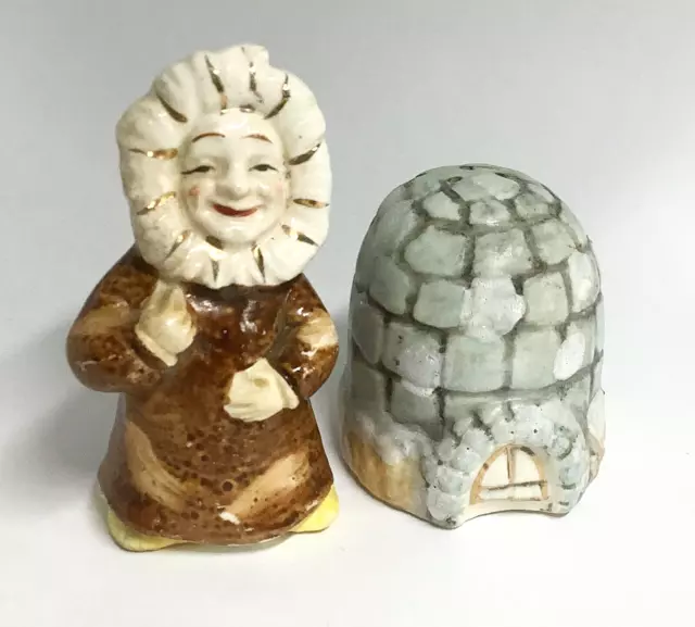 Vintage Eskimo & Igloo Ceramic Salt & Papper Shakers - Japan
