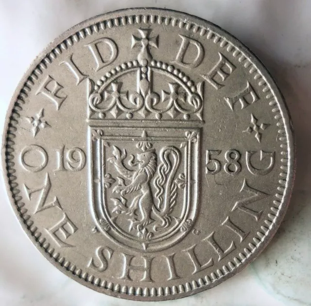 1958 GREAT BRITAIN SHILLING - Key Date Scarce - FREE SHIP - Shilling Bin A