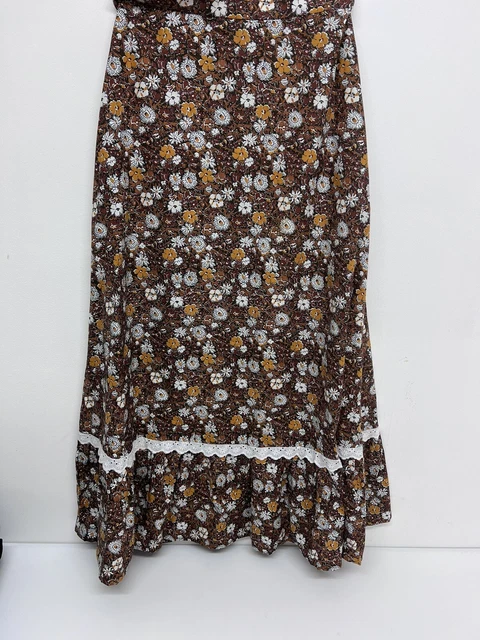 Maxi gonna floreale rosa vintage fatta a mano taglia W28""- A17