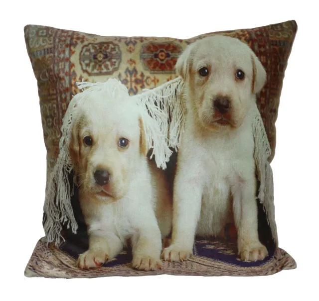 Federa cuscino cuscino girevole 2 cuccioli di cane 45x45 cm NUOVO
