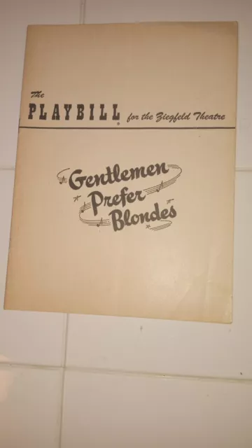 The Playbill- Ziegfeld Theatre- Gentlemen Prefer Blondes 1951, Carol Channing