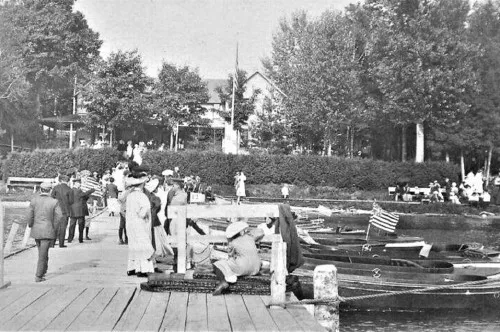 Boat Dock Lake Grove Hotel Walloon Lake Michigan MI Reprint Postcard