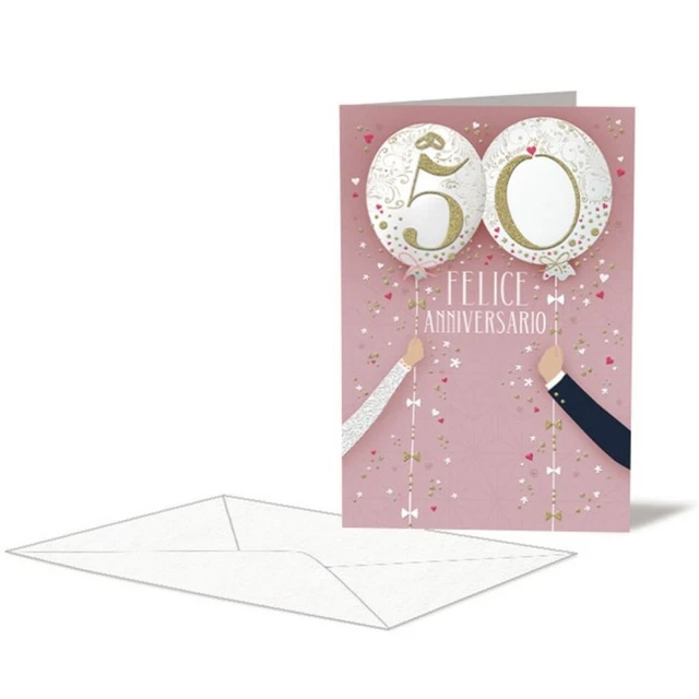 Hallmark Biglietto di auguri per matrimonio, motivo contemporaneo con cuori