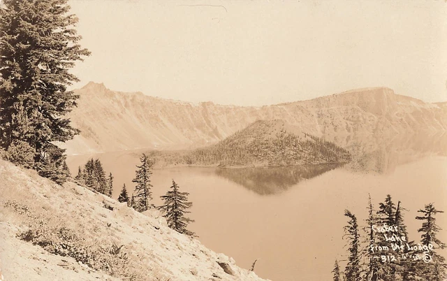 RPPC Scenic View Crater Lake from the Lodge, Oregon, Real Photo Postcard