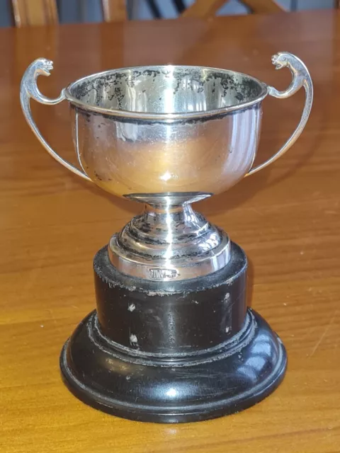 Solid Silver Hallmarked Trophy On Bakelite Stand 41 Grams
