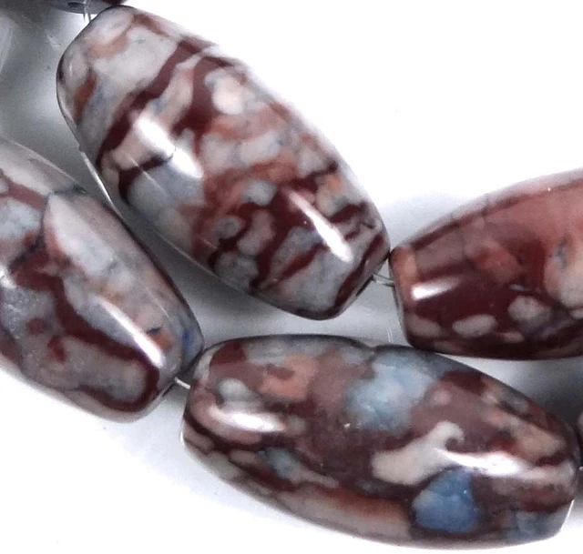4 Natural Coffee Swirl Jasper Barrel Pendant Focal Beads 30x15mm