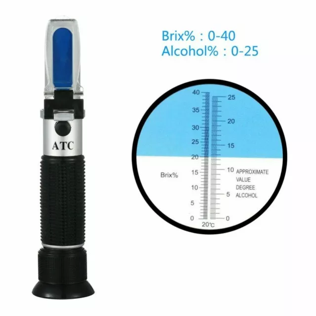 Refraktometer Wein Winzer Bier Alkohol Zucker Gehalt Brix: 0-40% Alkohol: 0-25%