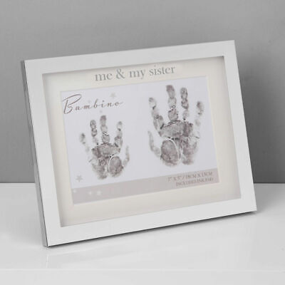 Bambino Silverplated Hand Print Frame Me & My Sister Gift Idea