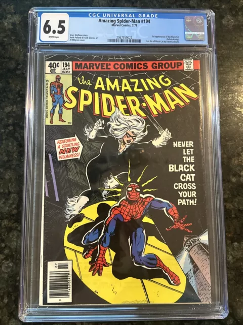 Amazing Spider-Man #194 1979 CGC 6.5 WHITE PAGES 1st Appearance Of Black Cat