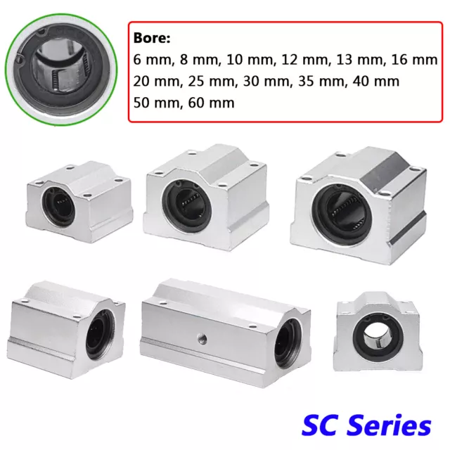 Linear Motion Ball Bearing Pillow Block Unit CNC 6/8/10/20/25/30/40/50/60mm Bore