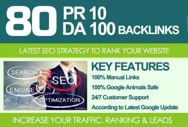 80 UNIQUE PR10 power SEO BackIinks on DA100 sites Plus Edu Links website ranking