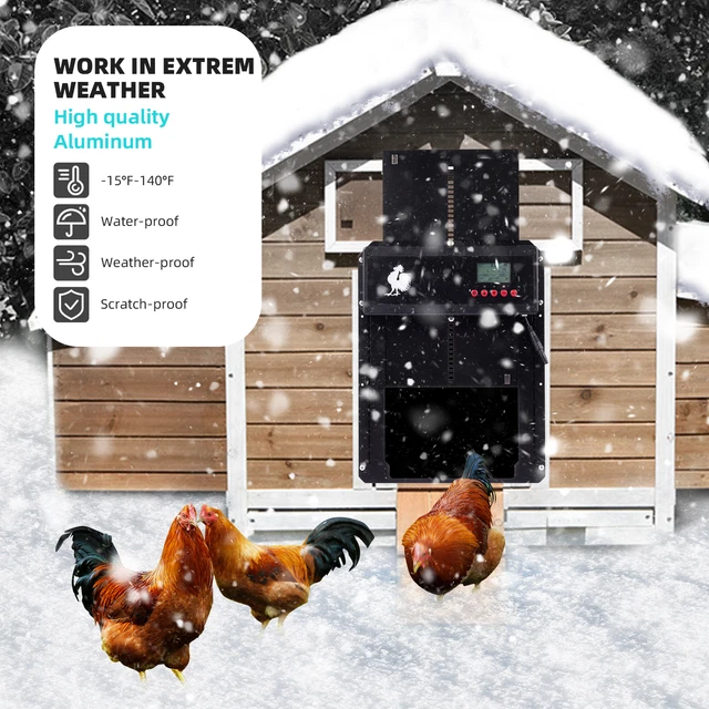AUTOMATICCHICKENCOOPDOORSOLAR POWERED Opener with Timer & Light