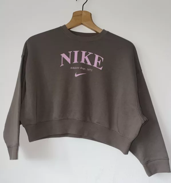 Vintage Nike Center Swoosh Damen kurz beige/braun rosa Logo Sweatshirt - Medium