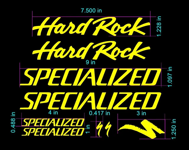 SPECIALIZED HARD ROCK Classic Vintage Bike Frame Decal Set. V2 Lots of