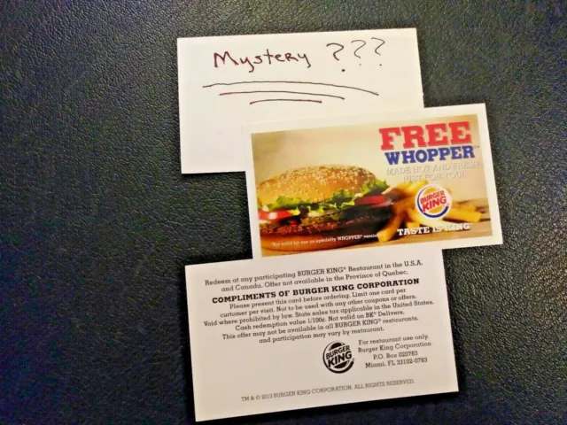 (5) Burger King Whopper Vouchers +1 Mystery Voucher (No Expiration) Free Ship