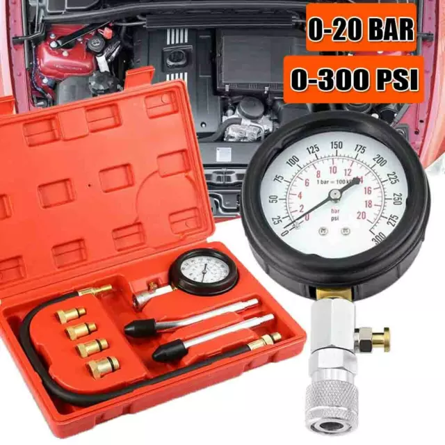 Petrol Engine Cylinder Pressure Tester Car Compression Gauge Test Kit Set