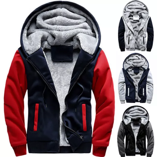 Warm Hoodies for Men Fleece Sweatshirt - Full Zip Up Thick Sherpa Lined Slim Fit