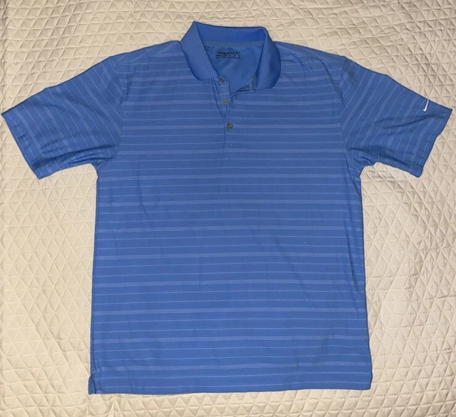 Nike Golf Dri Fit Striped Short Sleeve Polo T-Shirt Blue Size M