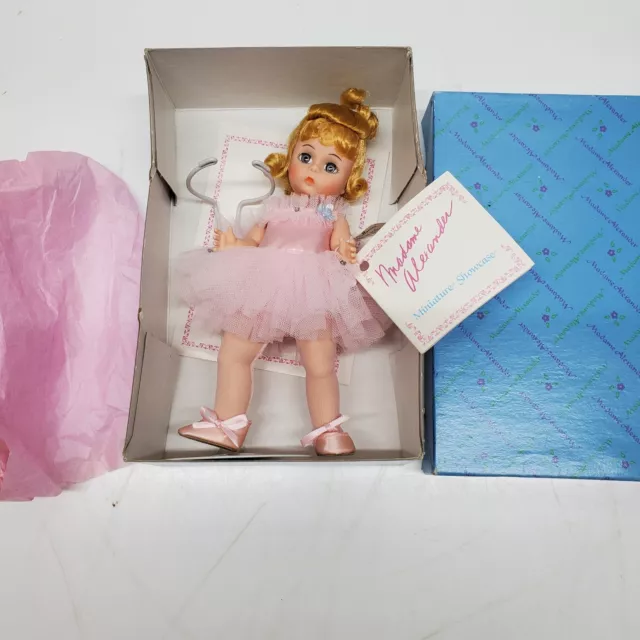 Vintage 1989 Madame Alexander Mini Showcase 8in Ballerina Doll IOB W/Tags& Stand