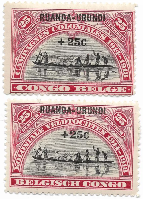 Ruanda-Urundi, 1925 - COB 77/78, Sc B1/B2 - Livraison 0€ dès 5 lots groupés