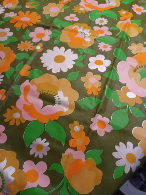 True Vtg Mid-century 1960s 1970s Vinyl Flower Power Bathroom Window Curtains MCM