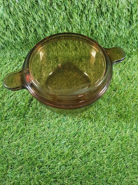 Vision 8" Cazuela Plato Corning Francia 3 Litros Vidrio Ámbar Olla Stock con Tapa