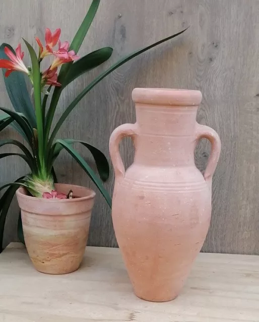 Rustikale rötliche Amphore ca. 40 cm Terracotta Vase Mediterran Kanne Krug Vase