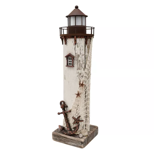 Wooden Nautical  Lighthouse Decor with Light Rustic Ocean Sea Beach Handcrafted 2