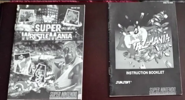 Lot of SNES: 2 Games: Taz-Mania and Super WrestleMania Manuals