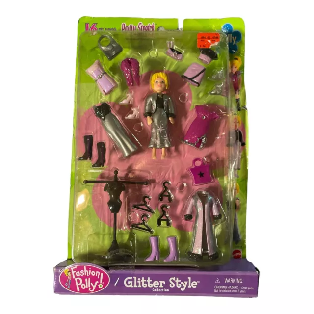 Polly Pocket Glitter Style Fashion Polly w/ 16 pieces NIB