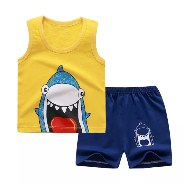 Toddler Baby Summer Clothes Kids Boy Girl Cartoon Tops Vest Tank Shorts Outfits