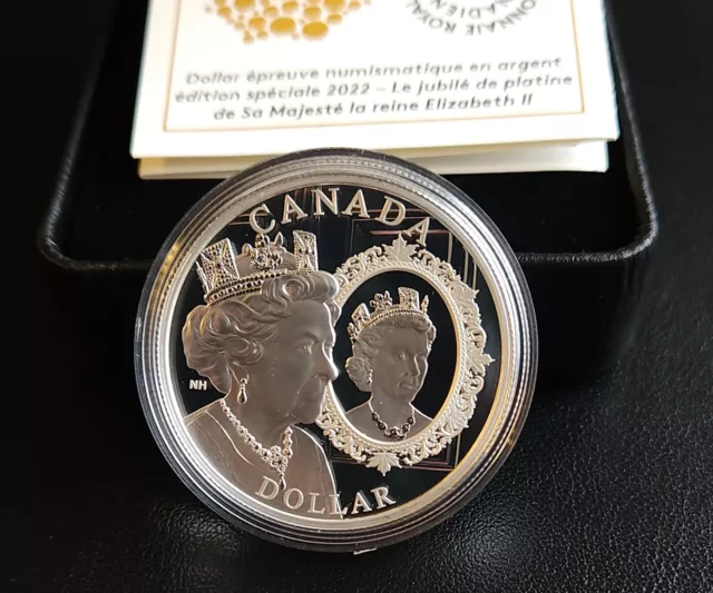 2022 Platinum Jubilee Proof Silver Dollar $1 Coin Canada - Queen Elizabeth II