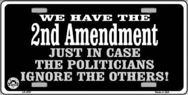 2nd AMENDMENT IN CASE POLITICIANS IGNORE OTHERS METAL NOVELTY LICENSE PLATE TAG