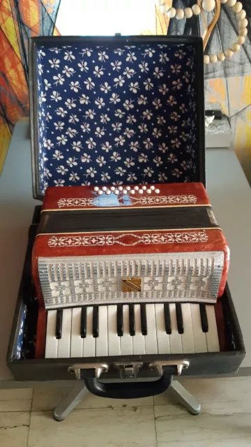 Vintage Harmonica-USSR Razno Malish Child Accordion 16 Bass + Solid Case