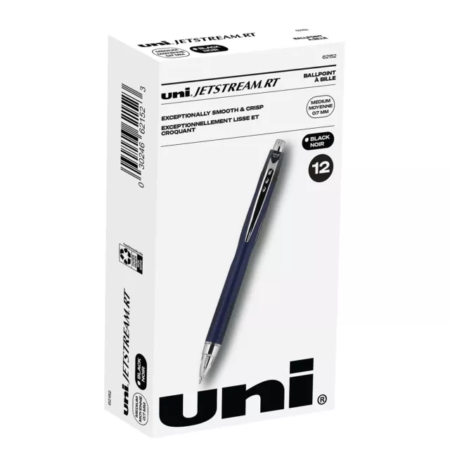 uni-ball uni Jetstream RT Ballpoint Pens Fine Point 0.7mm Black Ink Dozen