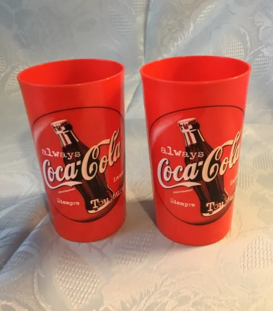 2 Coca Cola Becher 0,3l Plastik Kunststoff Sammelbecher Retro 1997