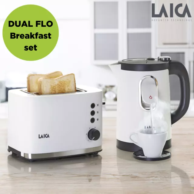 Dual Flo Breakfast Set, 2 Slice Toaster and Fast Boil Kettle with Dispenser