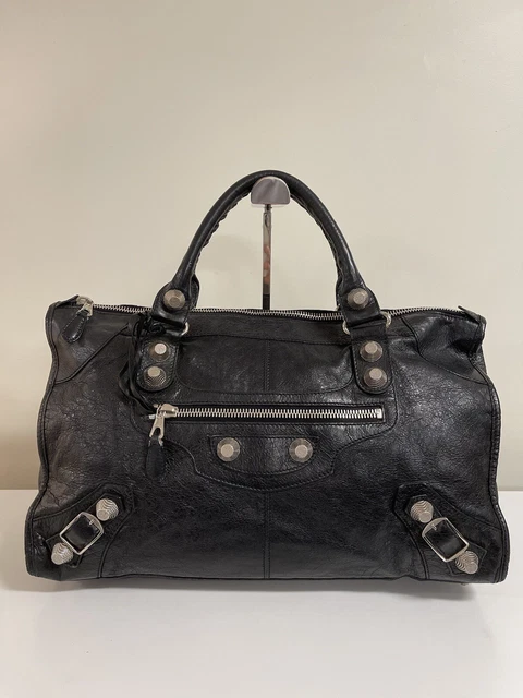 Authentic Balenciaga Agneau Work Tote Black Giant 21 Silver Hardware