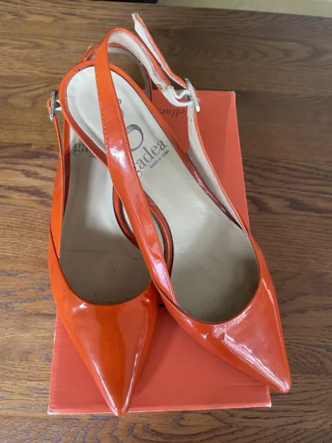 Ladies Gadea Wellness Shoes ETEL Charlotte Orange Sling Back Kitten Heel Size 39