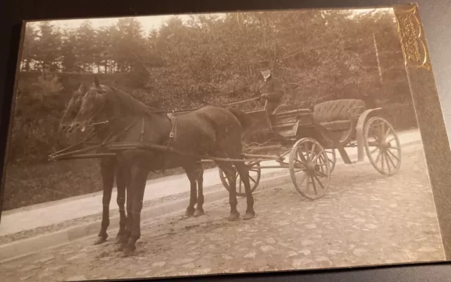 Großes CAB Foto um 1900 Kutsche mit Kutscher im Livree, Willy Hack. Weimar