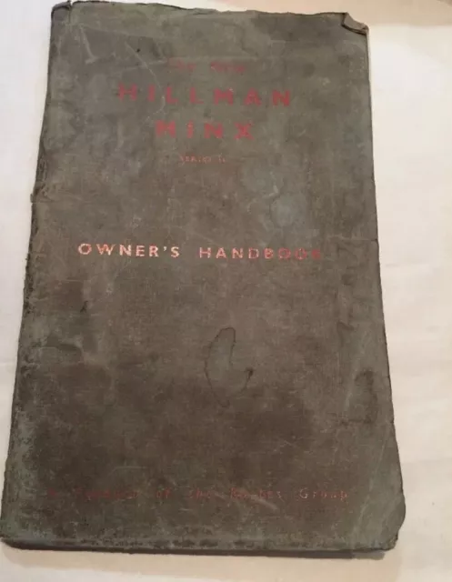 Vintage Hillman Minx Series 11 owners handbook manual 1958