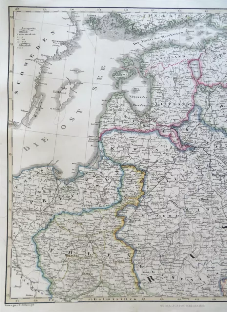 Baltic Sea Littoral Estonia Latvia Prussia Poland 1855 Stulpnagel detailed map