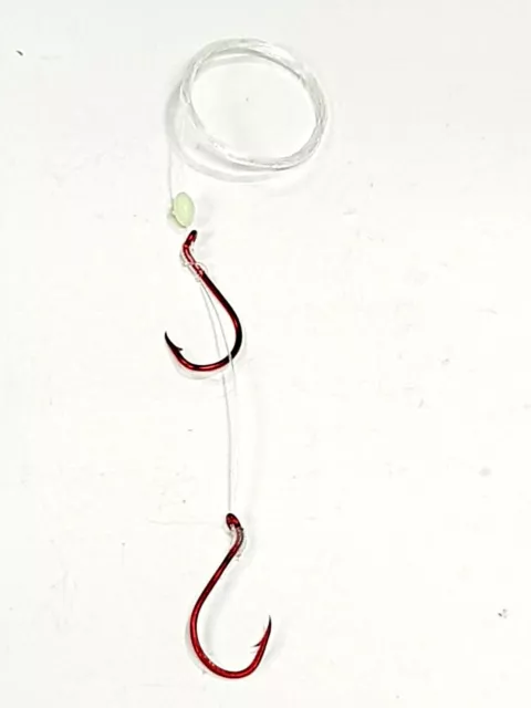 SNAPPER RIGS 10 packs 4/0 twin Snell hooks RED running sinker rig made in store