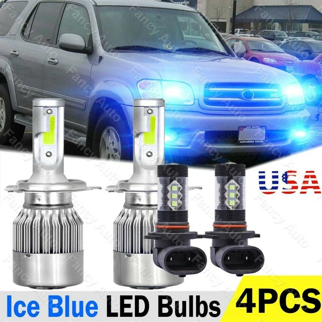 For Toyota Sequoia 2001-2007 Ice Blue 9003 LED Headlight Bulbs + 9005 Fog Light